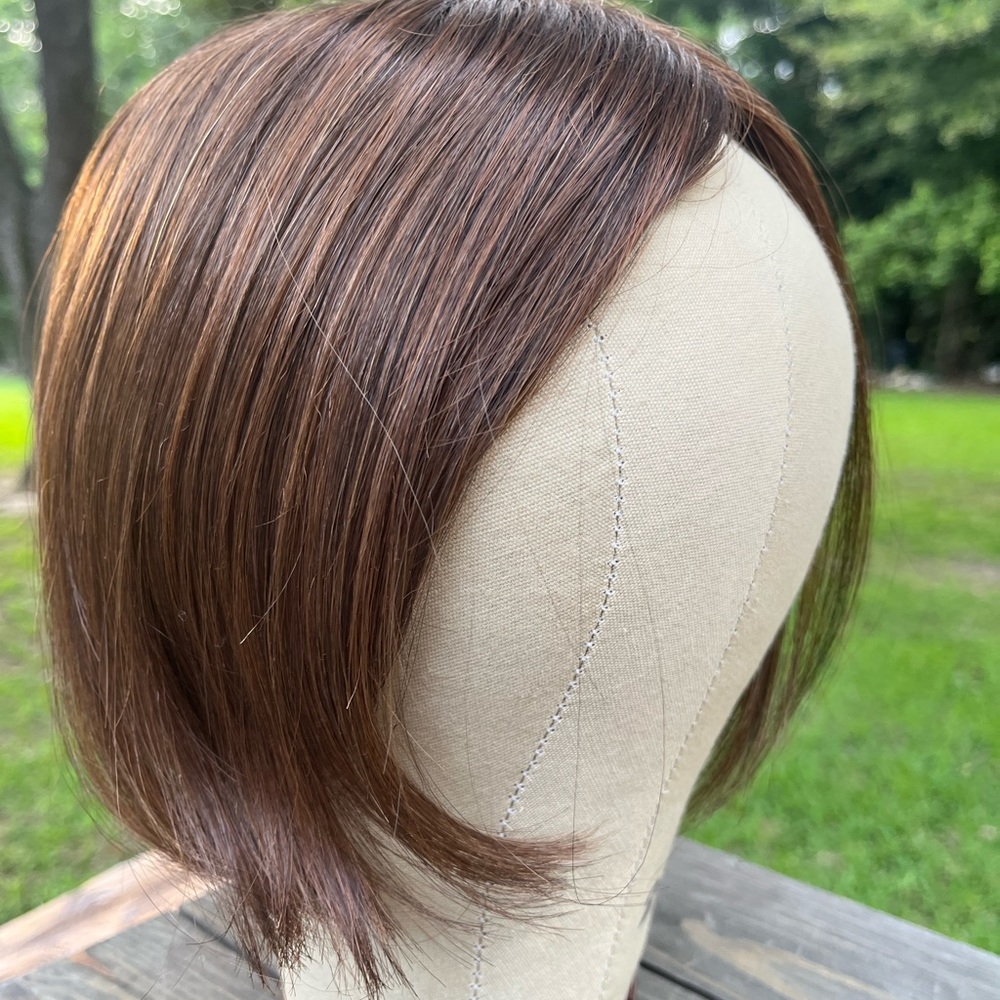 HAIR TOPPER CHIN LENGTH SOFT QUALITY RED AND BROWN SYNTHETIC FIBER CLIP IN HAIR - Picture 2 of 15